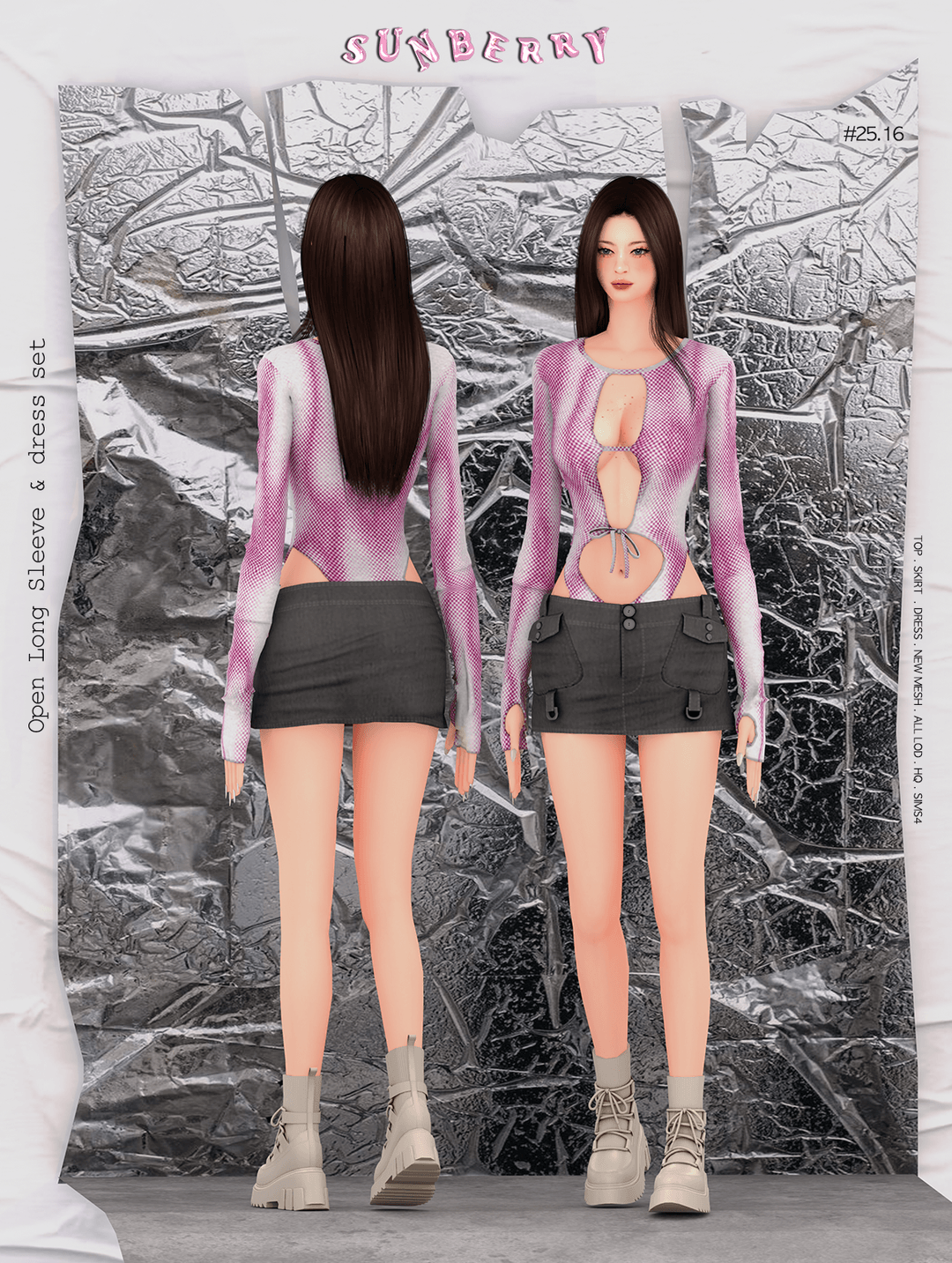 Галерея мода Сет одежды Open Long Sleeve & Dress #1